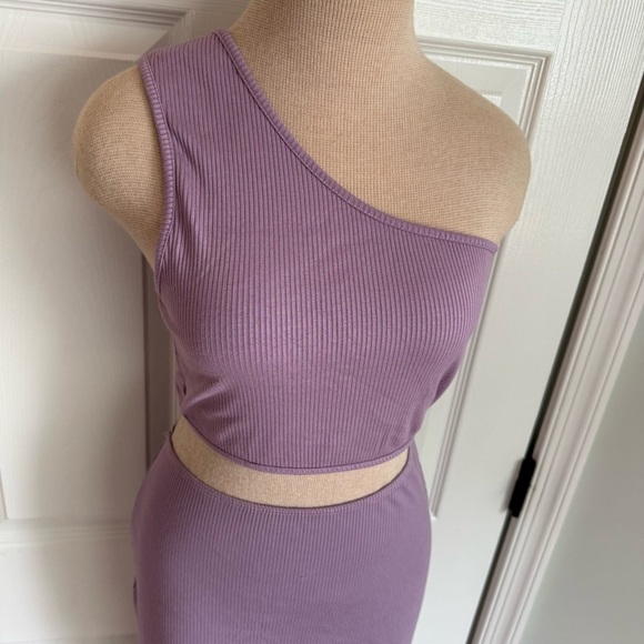 Lulu's Lavender One-shoulder Ribbed Dress L - Picture 3 of 10